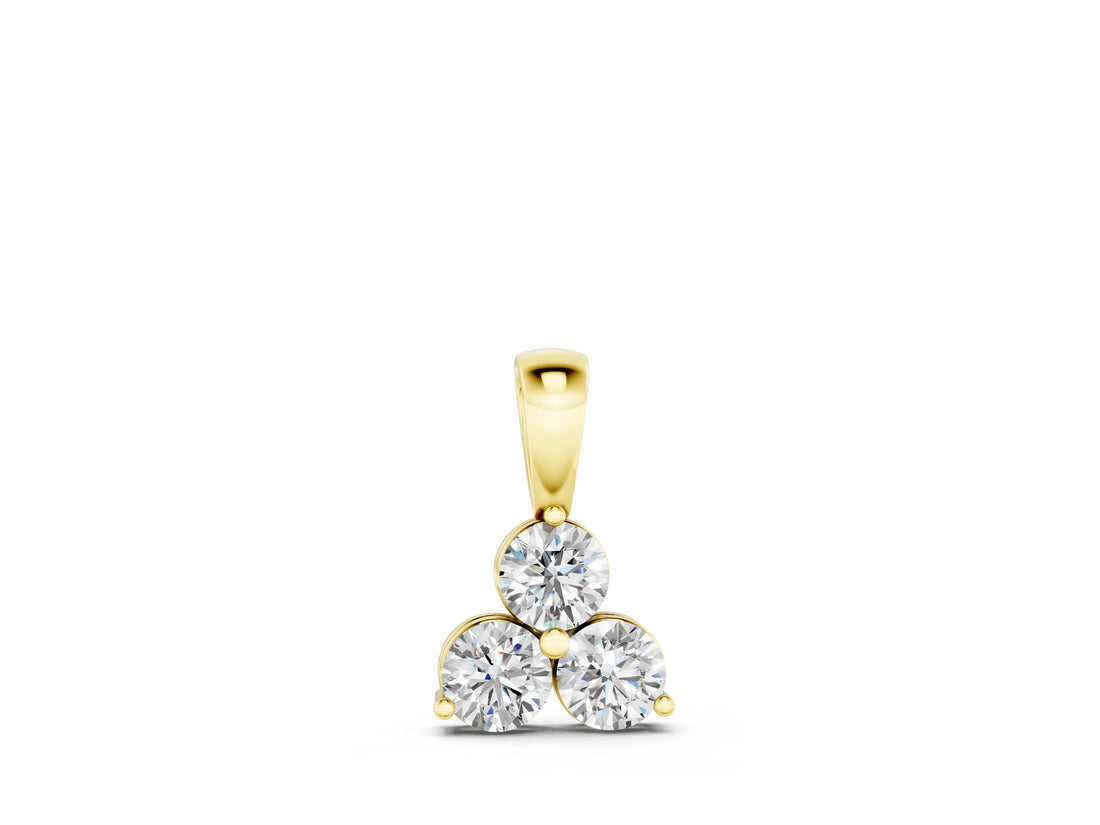 Yellow gold Triangular Cluster Round Diamond Prong Pendant_16