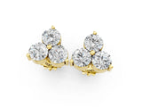 Yellow gold Triangular Cluster Round Diamond Stud Earrings with Prong Setting_23