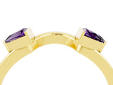 Yellow gold Trillion Amethyst Open Band Ring with Bezel Setting_10