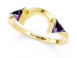 Yellow gold Trillion Amethyst Open Band Ring with Bezel Setting_7
