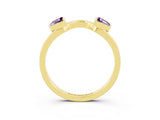 Yellow gold Trillion Amethyst Open Band Ring with Bezel Setting_9