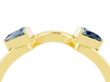 Yellow gold Trillion Aquamarine Open Band Ring with Bezel Setting_10