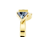 Yellow gold Trillion Aquamarine Open Band Ring with Bezel Setting_11