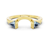 Yellow gold Trillion Aquamarine Open Band Ring with Bezel Setting_6