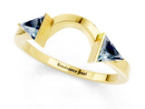 Yellow gold Trillion Aquamarine Open Band Ring with Bezel Setting_7