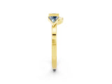 Yellow gold Trillion Aquamarine Open Band Ring with Bezel Setting_8