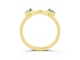 Yellow gold Trillion Aquamarine Open Band Ring with Bezel Setting_9