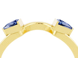 Yellow gold Trillion Blue Sapphire Open Band Ring with Bezel Setting_10