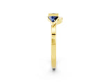 Yellow gold Trillion Blue Sapphire Open Band Ring with Bezel Setting_8