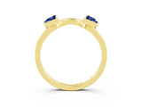 Yellow gold Trillion Blue Sapphire Open Band Ring with Bezel Setting_9
