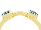 Yellow gold Trillion Blue Topaz Open Band Ring with Bezel Setting_10