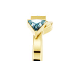 Yellow gold Trillion Blue Topaz Open Band Ring with Bezel Setting_11