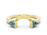 Yellow gold Trillion Blue Topaz Open Band Ring with Bezel Setting_6