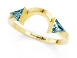 Yellow gold Trillion Blue Topaz Open Band Ring with Bezel Setting_7