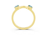 Yellow gold Trillion Blue Topaz Open Band Ring with Bezel Setting_9