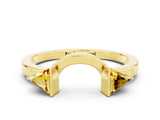 Yellow gold Trillion Citrine Open Band Ring with Bezel Setting_6