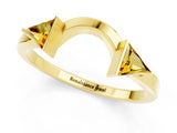 Yellow gold Trillion Citrine Open Band Ring with Bezel Setting_7