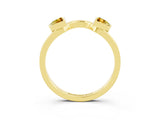 Yellow gold Trillion Citrine Open Band Ring with Bezel Setting_9