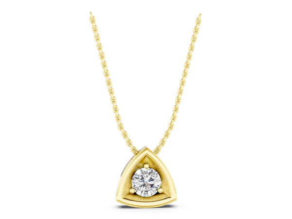 Yellow gold Trillion Cut Diamond Bezel Pendant