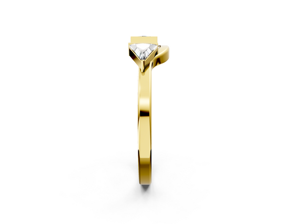 Yellow gold Trillion Diamond Open Band Ring with Bezel Setting