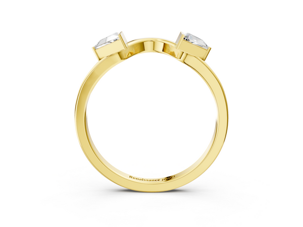 Yellow gold Trillion Diamond Open Band Ring with Bezel Setting