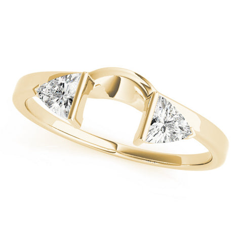 Yellow gold Trillion Cut Open Band with Bezel Set Diamonds