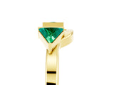 Yellow gold Trillion Emerald Open Band Ring with Bezel Setting_11