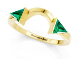 Yellow gold Trillion Emerald Open Band Ring with Bezel Setting_7