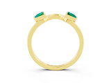 Yellow gold Trillion Emerald Open Band Ring with Bezel Setting_9
