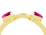 Yellow gold Trillion Garnet Open Band Ring with Bezel Setting_10
