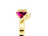 Yellow gold Trillion Garnet Open Band Ring with Bezel Setting_11