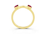 Yellow gold Trillion Garnet Open Band Ring with Bezel Setting_9