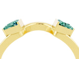 Yellow gold Trillion Green Sapphire Open Band Ring with Bezel Setting_10