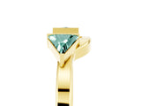 Yellow gold Trillion Green Sapphire Open Band Ring with Bezel Setting_11