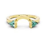 Yellow gold Trillion Green Sapphire Open Band Ring with Bezel Setting_6