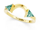 Yellow gold Trillion Green Sapphire Open Band Ring with Bezel Setting_7