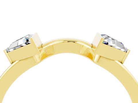 Yellow gold Trillion Moissanite Open Band Ring with Bezel Setting_10
