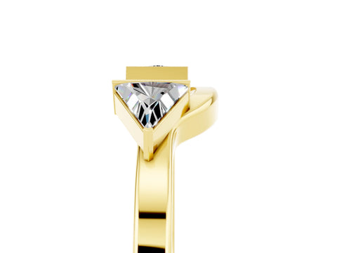 Yellow gold Trillion Moissanite Open Band Ring with Bezel Setting_11