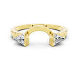 Yellow gold Trillion Moissanite Open Band Ring with Bezel Setting_6