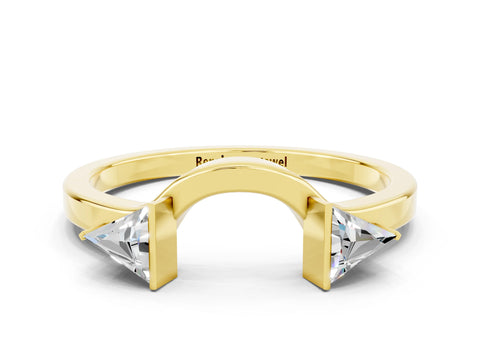 Yellow gold Trillion Moissanite Open Band Ring with Bezel Setting_6