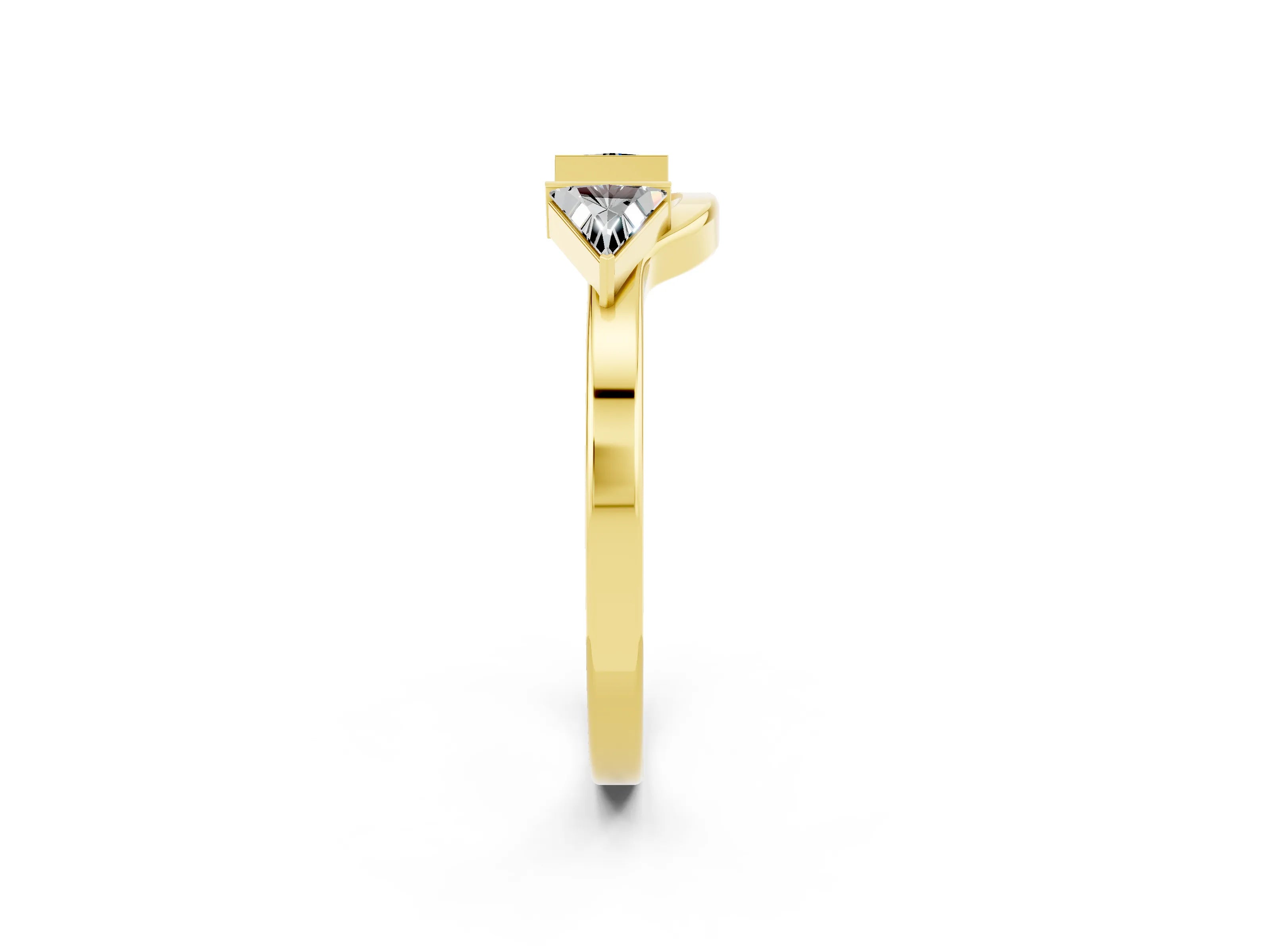 Yellow gold Trillion Moissanite Open Band Ring with Bezel Setting_8