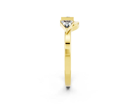 Yellow gold Trillion Moissanite Open Band Ring with Bezel Setting_8