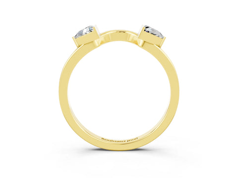 Yellow gold Trillion Moissanite Open Band Ring with Bezel Setting_9