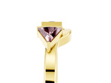 Yellow gold Trillion Morganite Open Band Ring with Bezel Setting_11