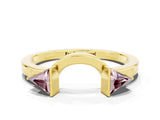 Yellow gold Trillion Morganite Open Band Ring with Bezel Setting_6