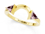 Yellow gold Trillion Morganite Open Band Ring with Bezel Setting_7