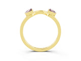 Yellow gold Trillion Morganite Open Band Ring with Bezel Setting_9