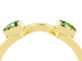 Yellow gold Trillion Peridot Open Band Ring with Bezel Setting_10