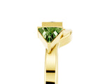 Yellow gold Trillion Peridot Open Band Ring with Bezel Setting_11