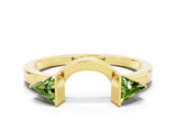 Yellow gold Trillion Peridot Open Band Ring with Bezel Setting_6